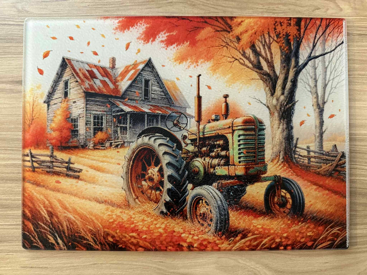 Autumn Tractor Cutting Board