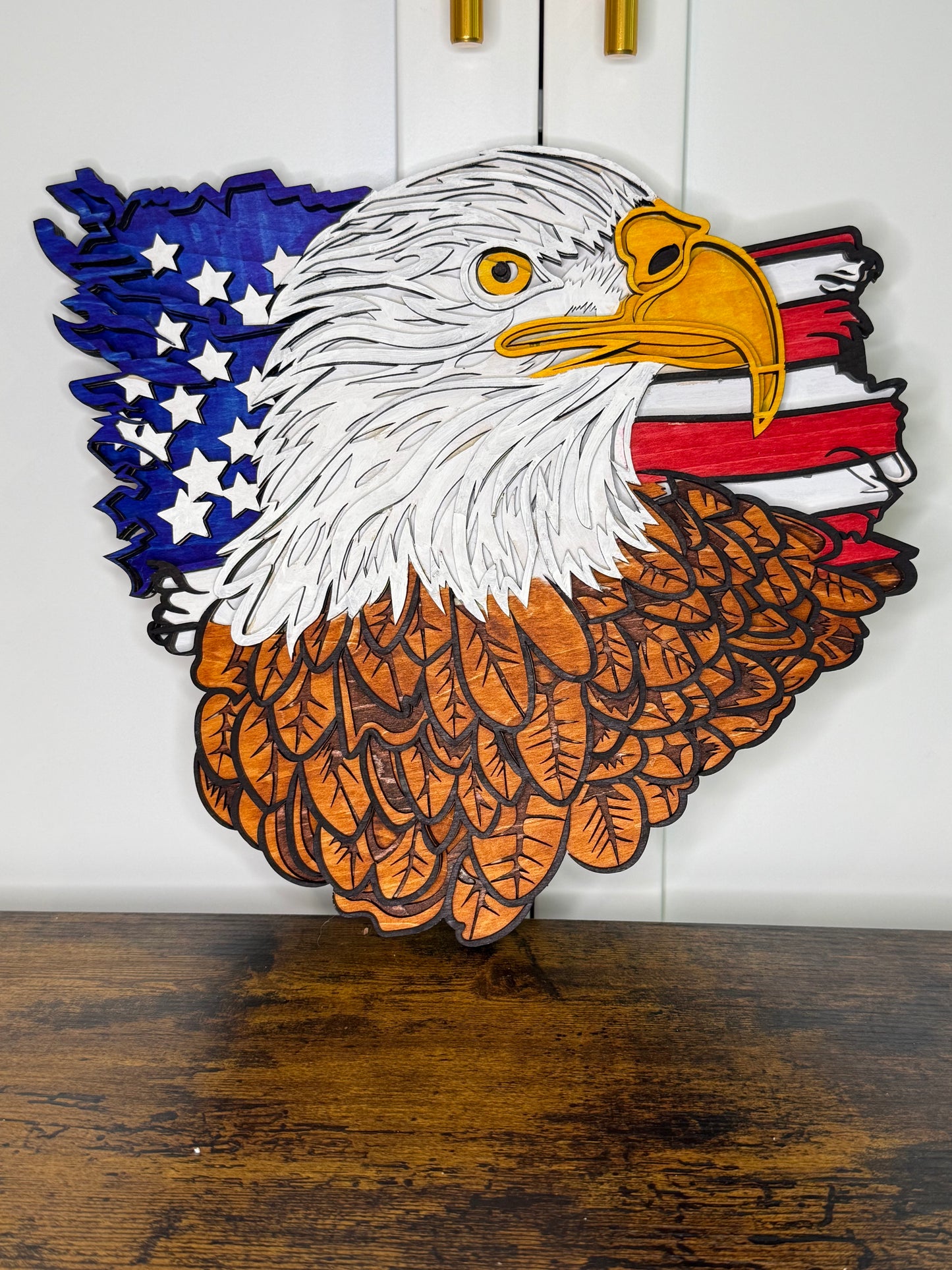 layered wall art eagle/ flag