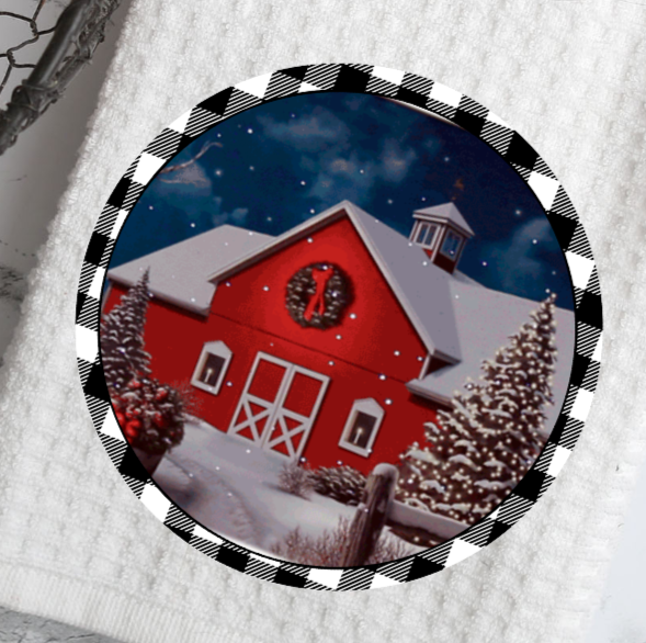 Barn Wreath Waffle towel
