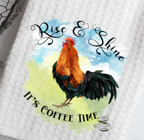 Rise and Shine It's Coffee Time Waffle Towel