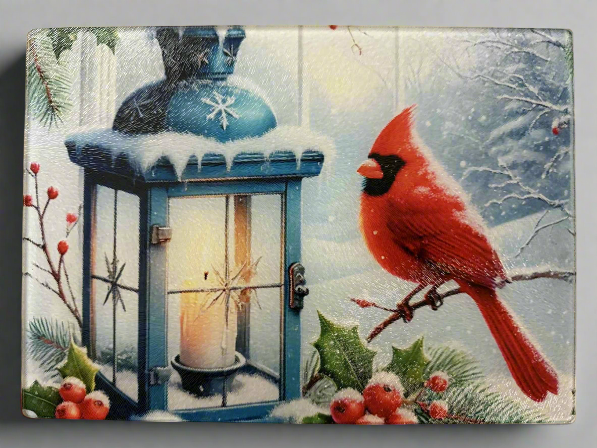 Snow Cardinal Cutting Board
