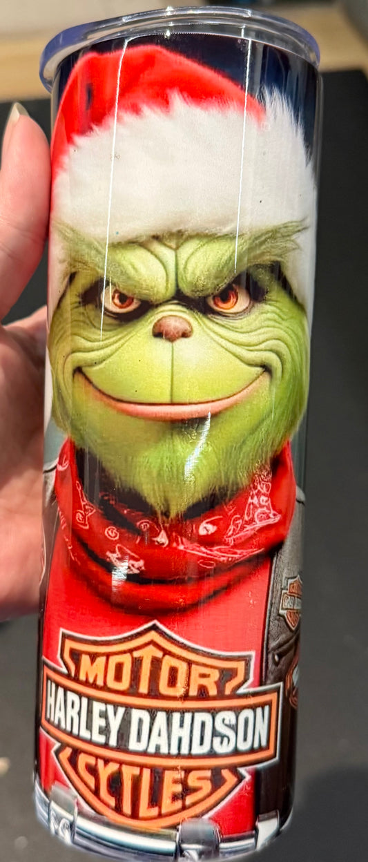 Grinchy Biker 20 oz Tumbler