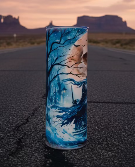 Skeleton on Motorcycle Sublimated Tumbler
