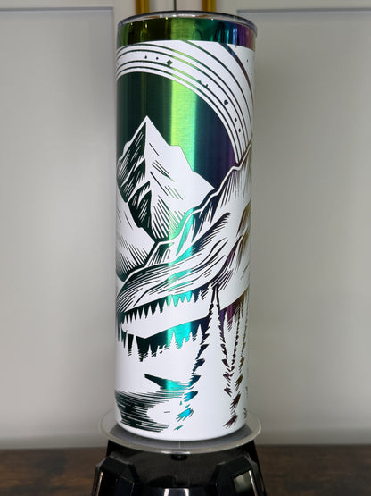 20 oz skinny Mountain scene tumbler