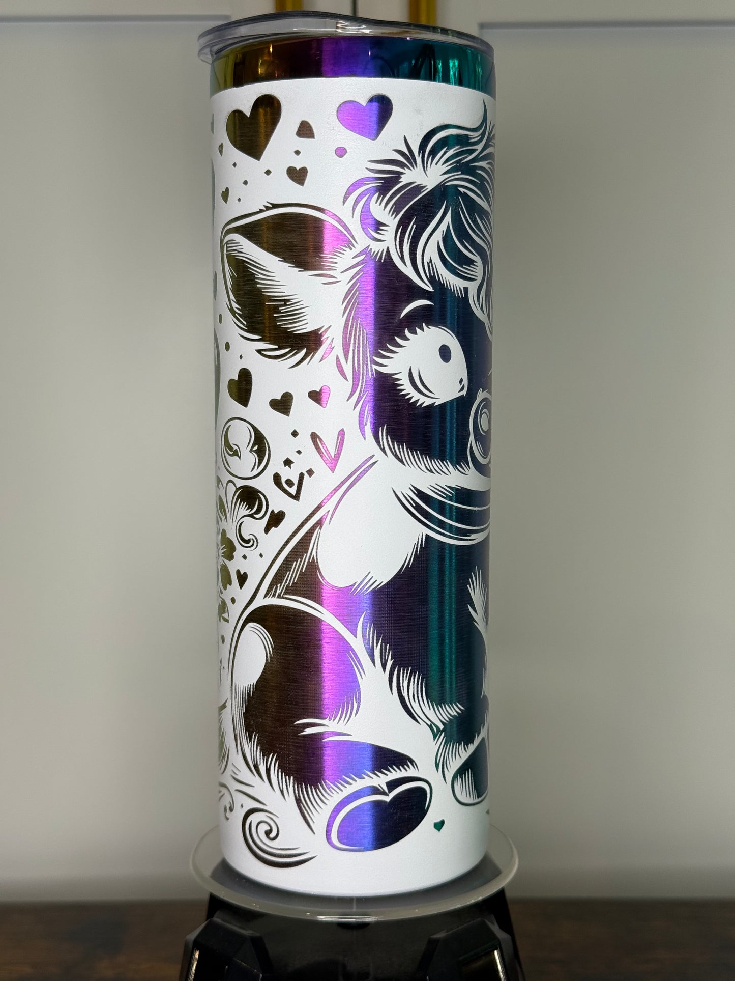 20 oz Cute Baby Highland cow laser etched tumbler