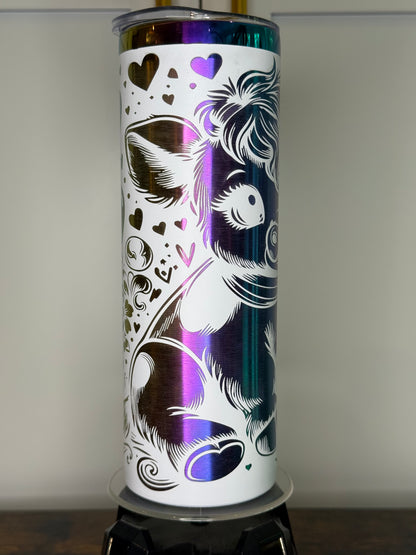 20 oz Cute Baby Highland cow laser etched tumbler