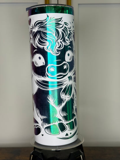 20 oz Cute Baby Highland cow laser etched tumbler