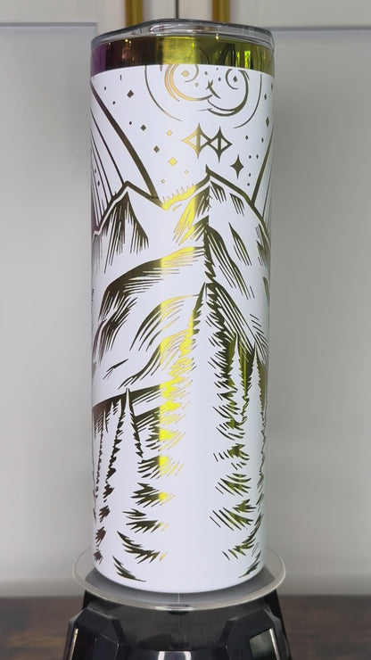 20 oz skinny Mountain scene tumbler