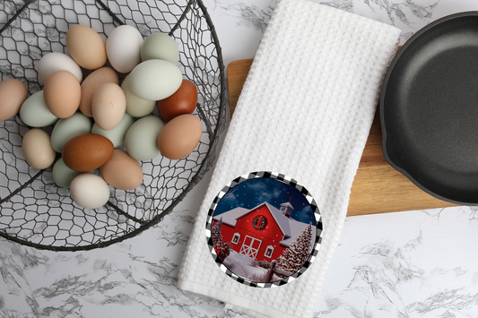 Barn Wreath Waffle towel