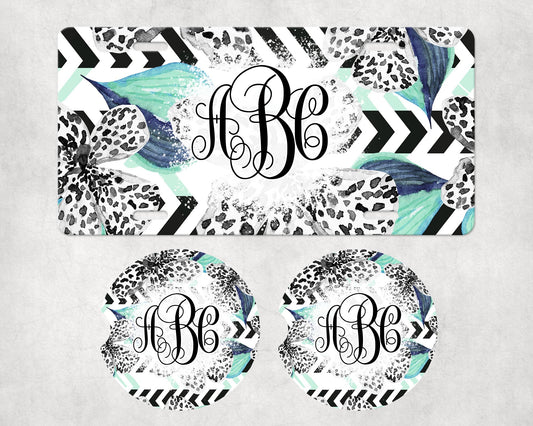 027 License Plate Car Coaster Set