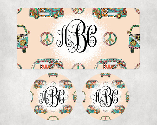 029 License Plate Car Coaster Set