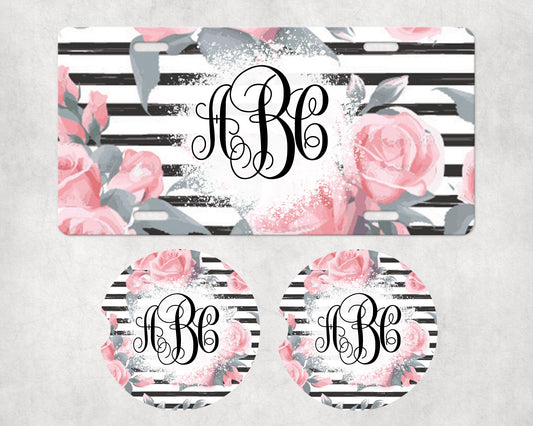 052 License Plate Car Coaster Set