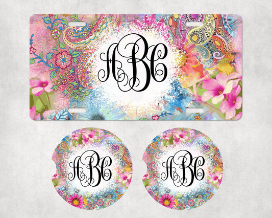 055 License Plate Car Coaster Set