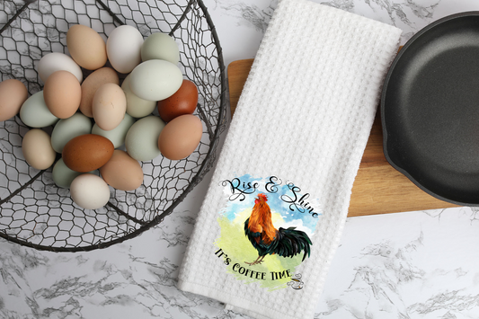Rise and Shine It's Coffee Time Waffle Towel