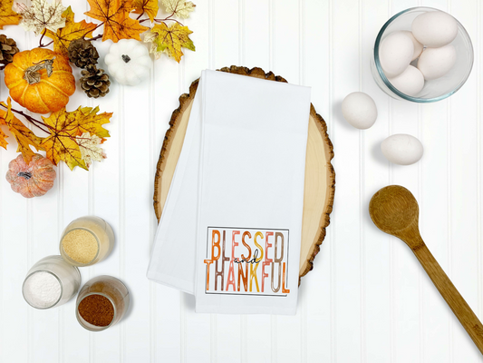 Blessed and Thankful Waffle Towel