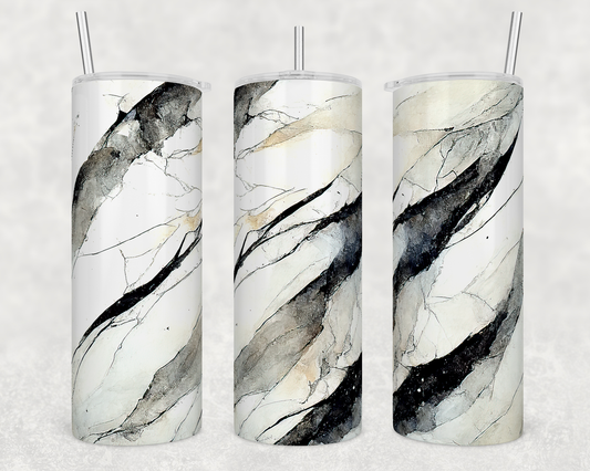 White Black Marble Sublimated Tumbler