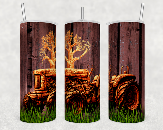 Wooden Tractor Sublimated Tumbler